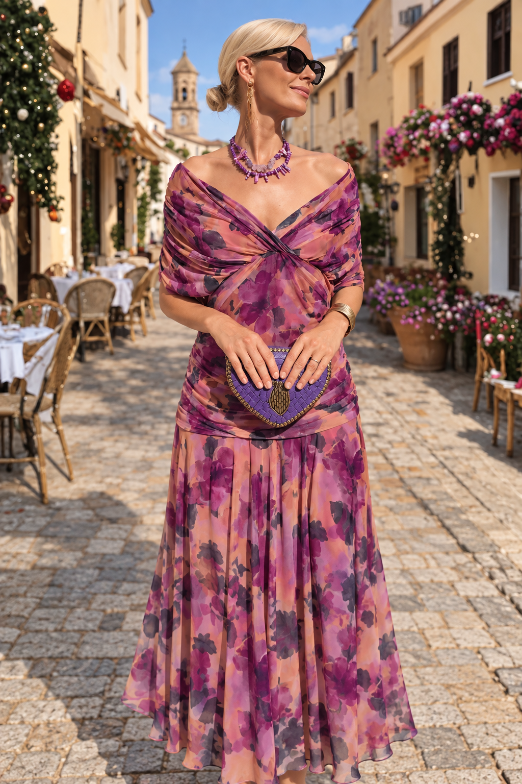 Melissa | Abito Lungo Elegante con Scollo a V e Maniche Velate