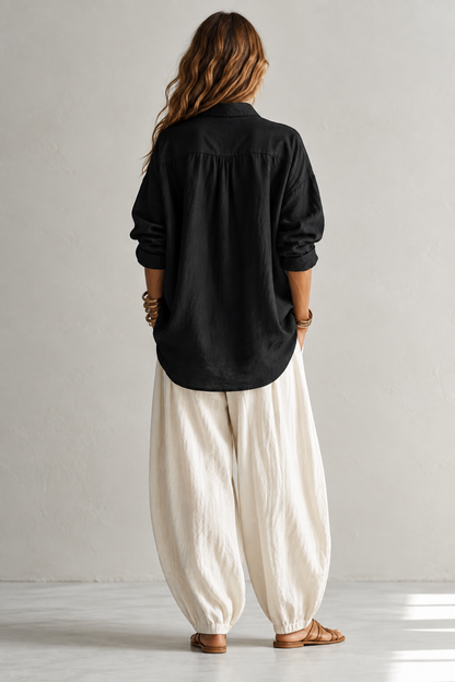 Francesca | Completo con Camicia Bianca e Pantaloni Verdi
