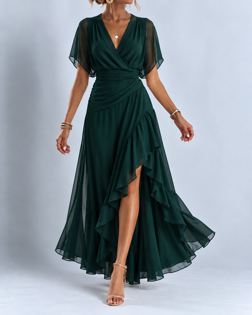 Melissa | Abito Lungo Elegante con Scollo a V e Maniche Velate
