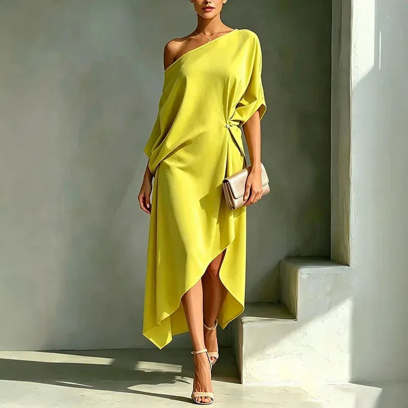 Tiziana | Abito Midi Elegante Monospalla da Donna