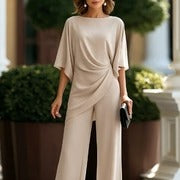 Gabriella | Completo con Blusa Drappeggiata e Pantaloni a Gamba Larga