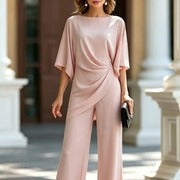 Gabriella | Completo con Blusa Drappeggiata e Pantaloni a Gamba Larga